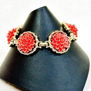 Vintage Emmons Faux Coral Floral Spring/Sumer Bracelet